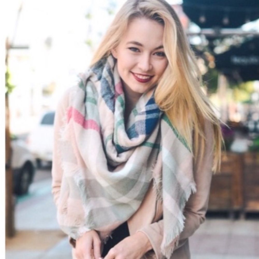 Super soft sweet feminine plaid scarf